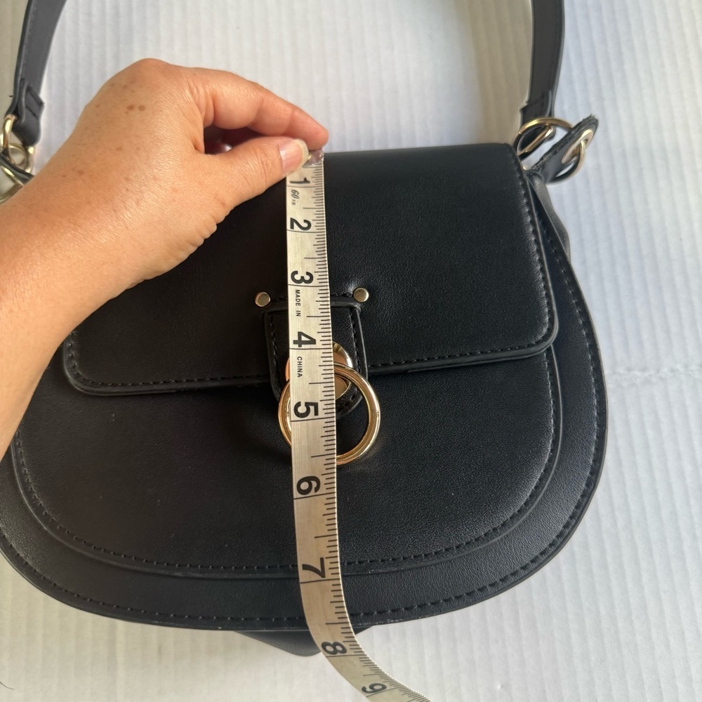 Badgley Mischka Black Shoulder Bag with Gold Ring Accent - Picture 14 of 16